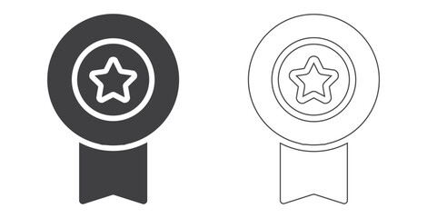 medal with star icon. award medal symbol vector. medal icon set solid and line style. editable icons, vector icons collection.