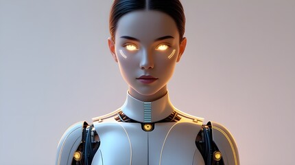 Smart Robot Face Closeup – Robot Expression in Bright Light

