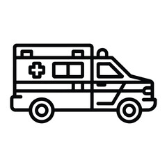 Fototapeta premium Ambulance Icon, Vector, Illustration, Icon, Outline, Line Art, Silhouette, Logo, White Background.