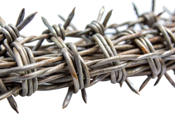 old rusty barbed wire isolated on white background.PNG Transparent file type with high definition picture quality available.