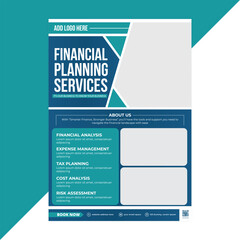 Clean and modern financial services flyer template ideal for banks and consultants offering tax, loan, and wealth planning services on websites or print