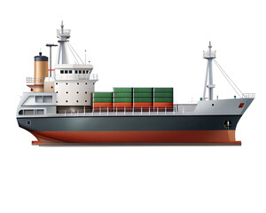 cargo ship in the sea isolated on white background.PNG Transparent file type with high definition picture quality available.