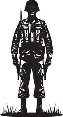 Solder standing silhouette vector design black and white people