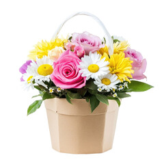 Bouquet Of Roses Daisies  isolated on a transparent background