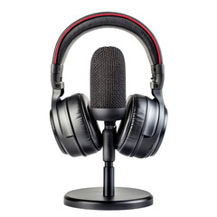 Headphones and microphone isolated on transparent background