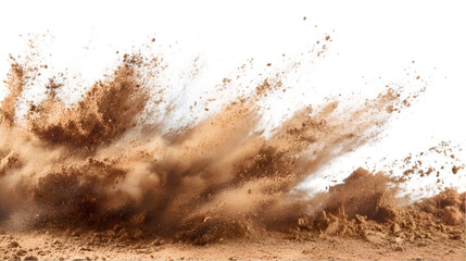 Brown dirt explosion cloud dust particles motion