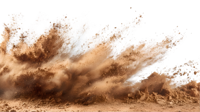 Brown dirt explosion cloud dust particles motion