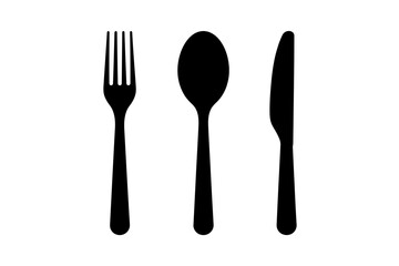 Fork spoon and knife cutlery dining set silhouette
