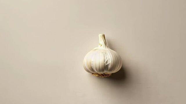 Single garlic bulb on neutral background, clean food shot
