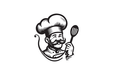 Chef Silhouette logo Icon, no extra details, isolated on a white backgroun