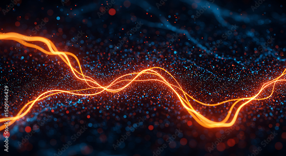 Poster dynamic digital energy line abstract background illustration for technology and science concepts