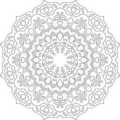 mandala design for coloring book, relaxing and easy mandala art for tattoo design, Mehndi style. Decorative pattern in oriental style. Coloring book page. vector mandala design 
