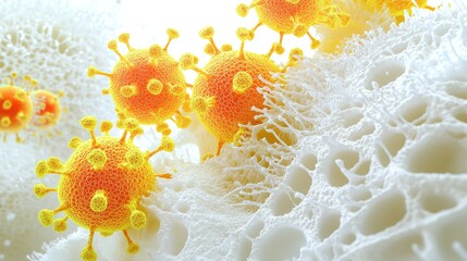 orange and red color virus on white background