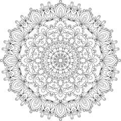 Vector mandala floral design. Henna tattoo mandala. Mehndi style. Decorative pattern in oriental style. Coloring book page.