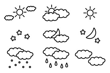 シンプルでかわいい天気のアイコンセット