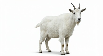 Obraz premium White Mountain Goat Standing on Isolated Background