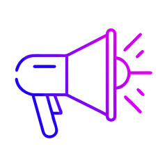 Neon gradient megaphone icon for announcements marketing and social media promotion