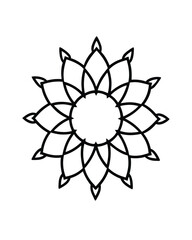 Abstract Floral Design Black Outline on White