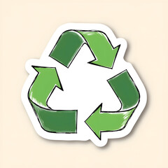 Obraz premium Green Recycling Symbol on Beige Background