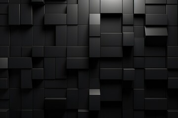 minimalistic design 3D Tiles arranged to create a Polished wall. Futuristic, Black Background