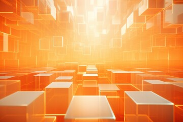 Obraz premium minimalistic design Futuristic, High Tech, Orange Background, with 3D Blocks.