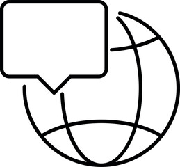 Speech Bubble by Globe Outline Sign for Graphics, Designs, Books, Adverts, Apps