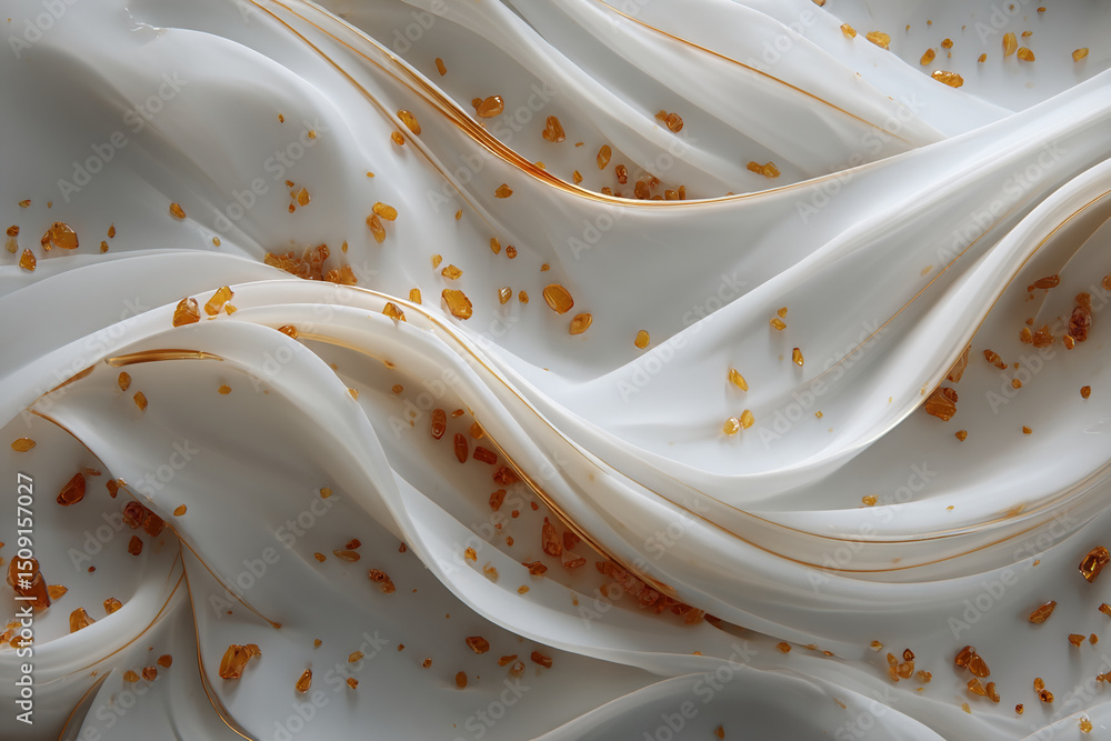 Poster elegant white fabric draped with golden crystals creating a stunning decorative display in natural l