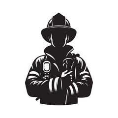 firefighter vector silhouette clip art logo design illustration