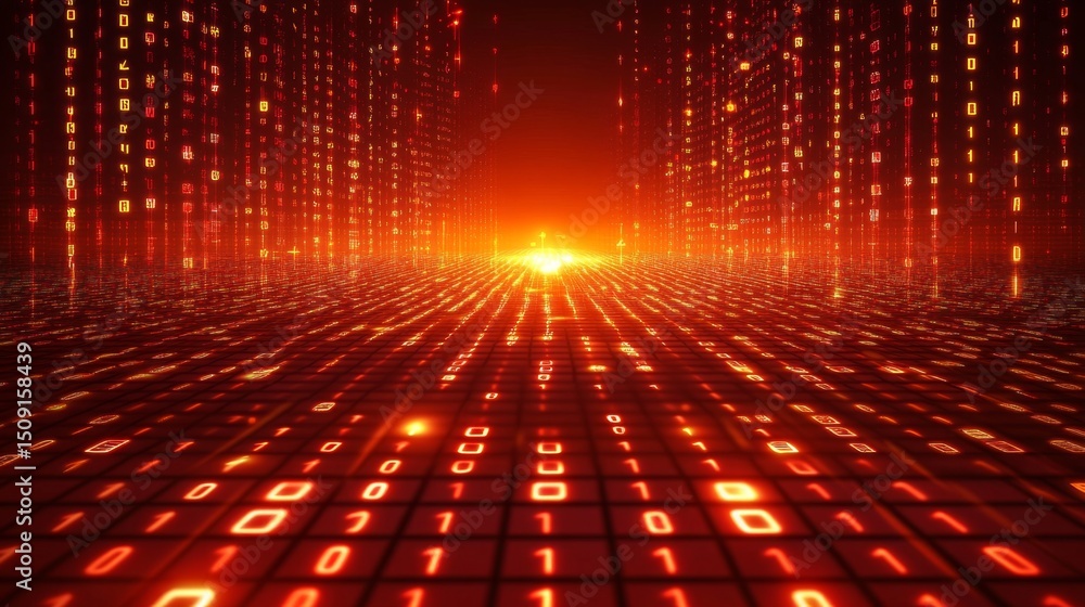 Aufkleber dynamic data streams illuminate a vast cyberspace landscape digital art futuristic environment aeria