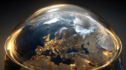 Conceptual Golden Dome Protecting  America at Night, Symbolizing Advanced Missile Defense and Global Security