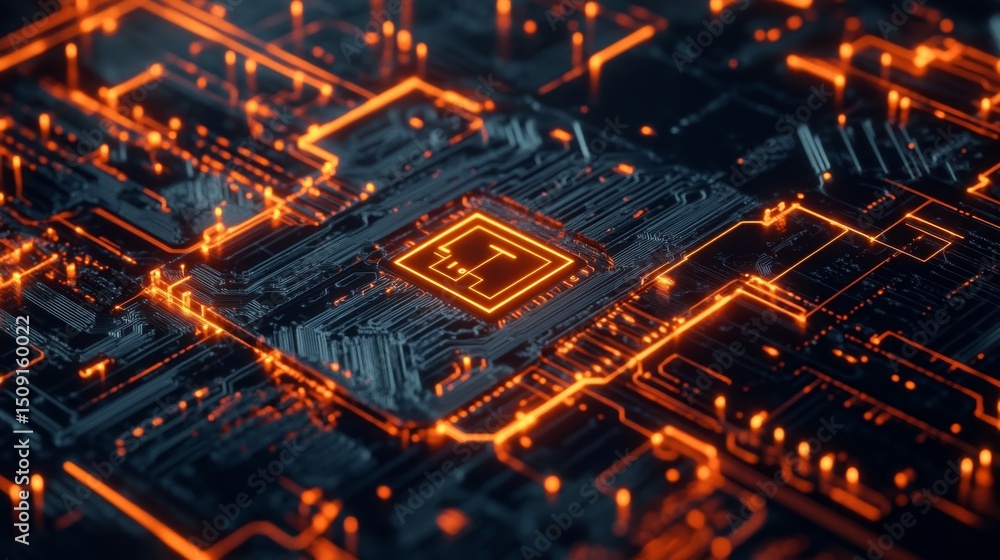 Poster unlocking the future a digital lock with glowing circuitry patterns in a high-tech environment