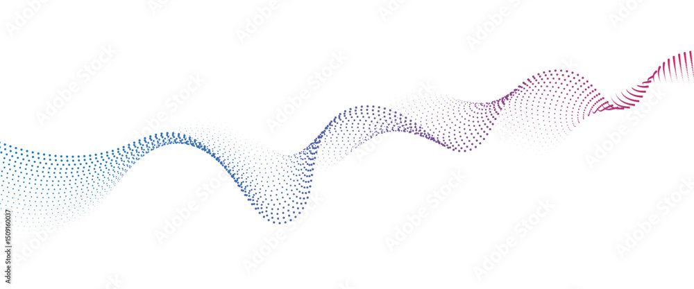 Poster Flowing Dot Wave halftone gradient pattern on transparent background.
