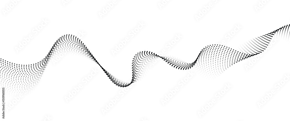 Poster Flowing Dot Wave halftone gradient pattern on transparent background.
