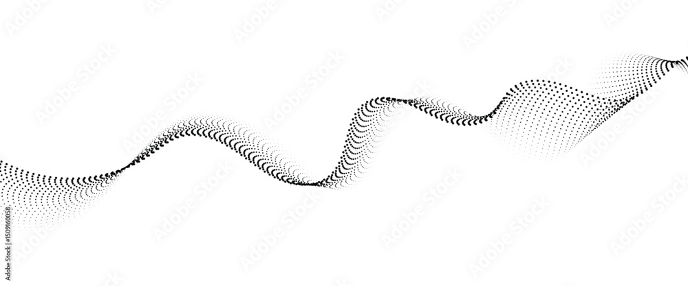 Aufkleber Flowing Dot Wave halftone gradient pattern on transparent background.

