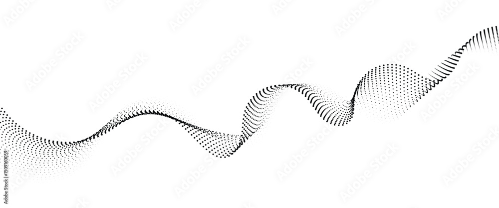Fototapete Flowing Dot Wave halftone gradient pattern on transparent background.
