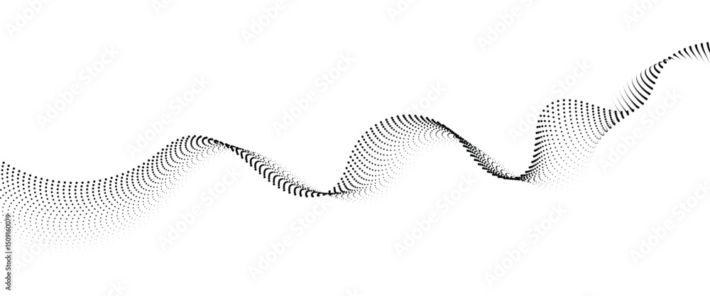 Leinwandbilder Flowing Dot Wave halftone gradient pattern on transparent background.
