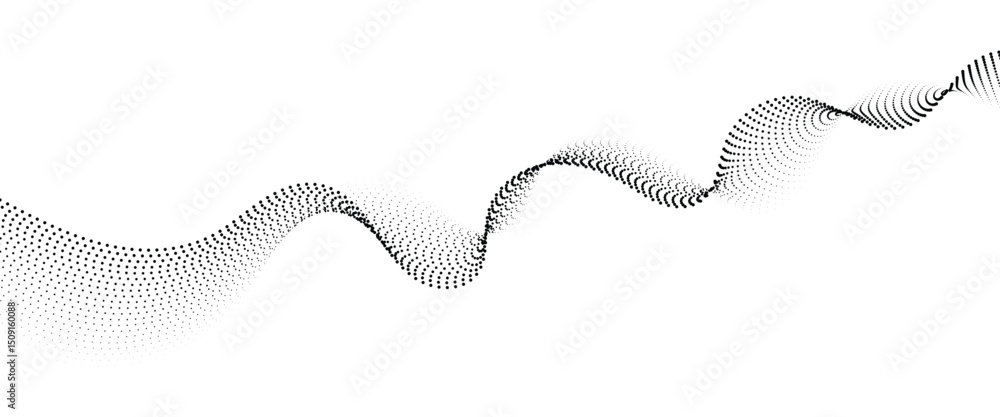 Aufkleber Flowing Dot Wave halftone gradient pattern on transparent background.
