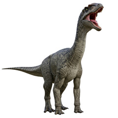 highly detailed predatory dinosaur growls isolated on transparent background