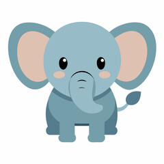Cartoon elephant with big ears icon on white background.