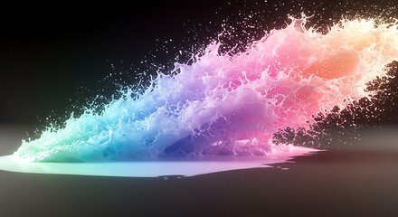 Vibrant Rainbow Liquid Splash Colorful Fluid Explosion Dynamic Flowing Paint