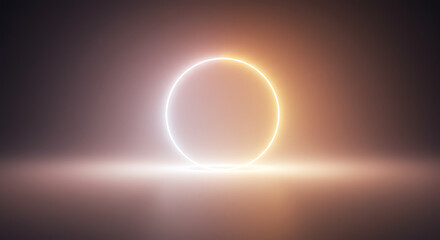 Abstract Background with Glowing Neon Circle Warm Color Gradient Futuristic Design