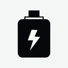 Minimalist Black and White Charging Icons Set – Battery, Cable, and Smartphone Symbols in Grid Layout