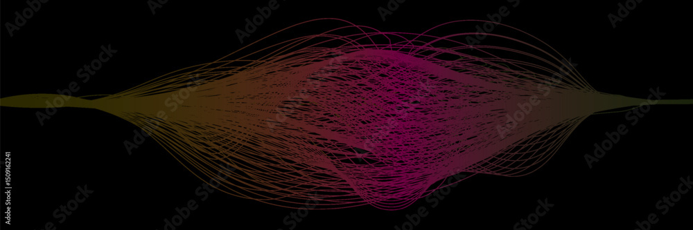 Poster abstract pink digital equalizer. dynamic wave of glowing points. abstract wave colorful isolated on 
