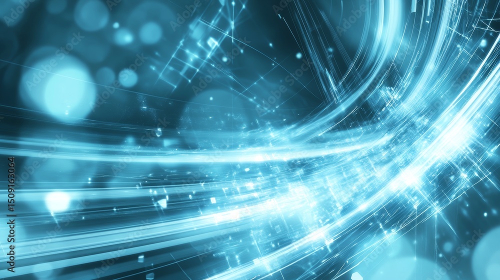 Poster innovating business strategies virtual environments abstract graphics futuristic setting dynamic per