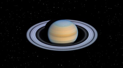 Fototapeta premium Detailed view of a ringed planet in space.