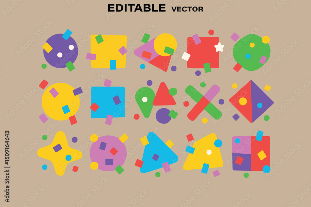 Poster abstract geometric shapes pattern with confetti modern vector design for backgrounds and creative pr