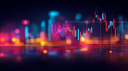 Analyzing forex market trends a glowing candlestick chart with bold patterns in a digital trading environment
