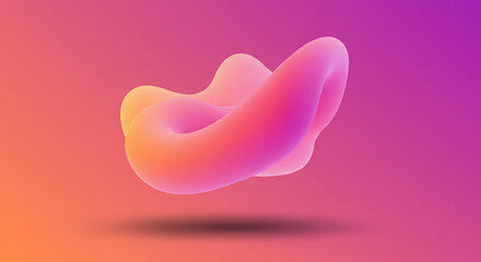 Abstract Pink and Orange Fluid Shape 3D Render Gradient Background Modern Design Digital Art