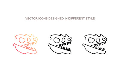 Dinosaur Skeleton icon design with white background stock illustration