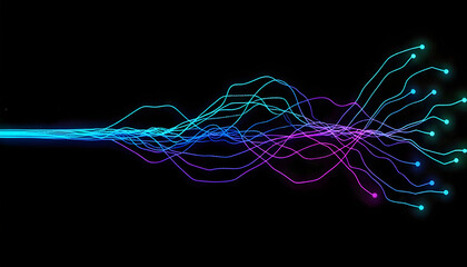 Abstract Blue Wave on Black Background